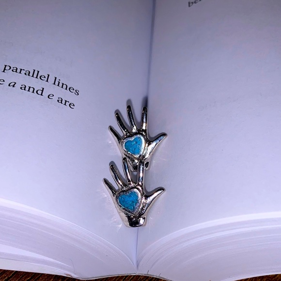 Turquoise Heart Hand Studs - Picture 3 of 5